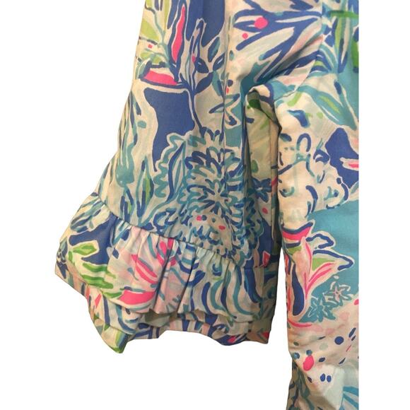 Lilly Pulitzer Fiesta Stretch Dress Coastal Blue Lion Around Size 2 EUC - Picture 5 of 8